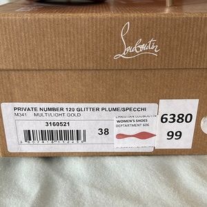 Christian Louboutain Private Number 120mm Glitter Plume Multicolored Gold Shoe